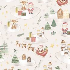 Hemtextil Balsløw Bomullspoplin Tyg 150 cm 151 - Med Jultryck Metervara Beige
