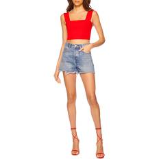 Susana Monaco Square Neck Cropped Tank Top Perfect Red