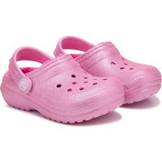 Pink First Steps Children's Shoes Crocs Classic Lined Toddler Clog Pink Tweed Glitter