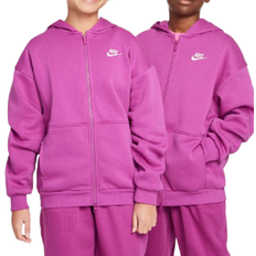 Nike club fleece full zip Nike Big Kid's Sportswear Club Fleece Oversized Full Zip Hoodie - Hot Fuchsia/White (FD2931-518)