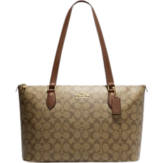 Coach Gallery Tote Bag In Signature Canvas - Gold/Khaki Saddle 2