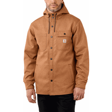 Carhartt Men's Rain Defender Relaxed Fit Heavyweight Hooded Shirt Jacket, Oiled Walnut Heather