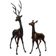 Deer Pair Large 120 x 79 cm Aluminium Dark Verdigris