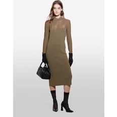 SISLEY Brown Long Knit Dress, Woman, Military Green