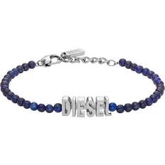 Unisex Armband Diesel Armband Blue Agate Beaded Bracelet DX1544040 Blå