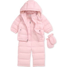 Polyester Winter Sets Children's Clothing Polo Ralph Lauren Baby Girls Down Hooded Snowsuit Set Pink (9 months)