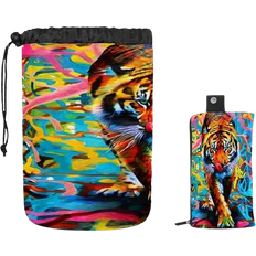 VAPOKF Oil Painting Of Tiger Artist Barrel Shaped Cosmetic Bag - Multicolour