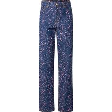 Kläder Monki Aimo Mörkblå jeans med raka ben och rosa färgstänkstryck, del av set
