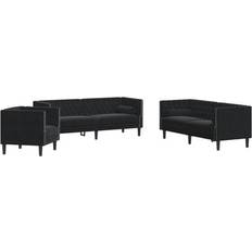 3209286 Black Canapé 194cm 3pcs Canapé 2 Places, Canapé 3 Places, 1 Place