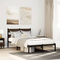 Beds & Mattresses vidaXL Bed Frame with Headboard 120x190 cm Brown Oak