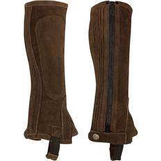 Suede Riding Helmets Perri's Kids Zipper Half Chaps Brown (X-Large)