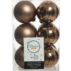 Kerstversieringen uitverkoop 12x Stuks Kunststof Kerstballen Walnoot Bruin 6 cm