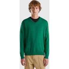 United Colors of Benetton Jumpers United Colors of Benetton V-neck Sweater In Lightweight Cotton Blend, XXL, Dark Green, Men