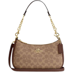 Coach Teri Shoulder Bag - Signature Canvas/Gold/Tan/Brown