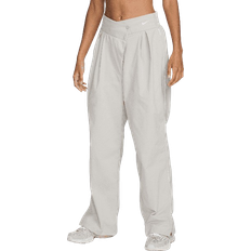 Nylon Pants Nike Sportswear Collection Women's Mid-Rise Repel Asymmetrical-Waist Trousers - Light Iron Ore/Light Orewood Brown/White