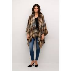 Bianco - Donna Poncho Cream Capes, female, Brown, ONE Knit Cape Earth Brown Check