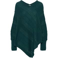 Bianco - Donna Poncho Cream Capes, female, Green, ONE Knit Poncho Sea Moss Pattern