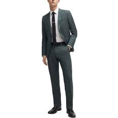 Green Suits BOSS H-Huge Tonal Herringbone Slim Fit Suit Dark Green (48R)