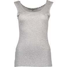 Viscose Tank Tops Silvian heach chic wide shoulder tank with iconic logo tops gray -size