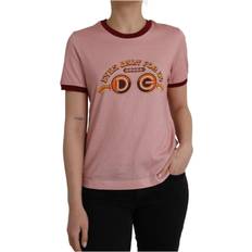 Dolce & Gabbana Red Tops Dolce & Gabbana Pink Cotton Short Sleeves Crew Neck T-shirt IT36