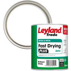 Leyland Trade White Paint Leyland Trade Fast Dry Plus Brilliant Satin Metal & 750 ml Wood Paint White 0.75L