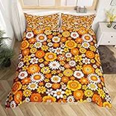 Groovy Boho Blommigt Bäddset För Tonårstjejer Kvinnor 60-tal 70-tal Retro Hippie Bohemisk Säng Set 1 Örngott Påslakan