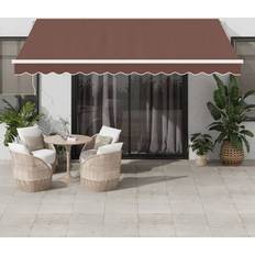 Brown Patio Awnings vidaXL Manual Retractable Awning With LED Brown 400x350 cm