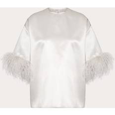 Valentino Blusar Valentino Feather-trimmed silk satin top
