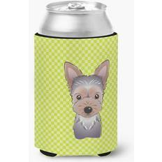 Green Bottle Coolers Checkerboard Lime Green Yorkie Puppy Can Or Hugger 12 Oz Bottle Cooler