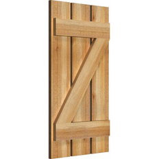 Window Shutters Ekena Millwork TimberCraft 5 3/8" Spaced Board-n-Batten Shutters w/Z-Bar, Western Red Cedar 31.0 H x 22.75 W x 0.75 D in - Brown Timber Window Shutter