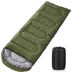 AQXONG AQXONG Grön sovsäck, 220 x 85 cm vattentät sovsäck med kompressionspåse, 3 säsonger sovsäck 1,6 kg, bärbar sovsäck lämplig för inomhus- och utomhusbruk, bärbar och lätt
