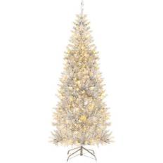 Costway White LED Slim Artificial 6 ft - Silver Christmas Tree