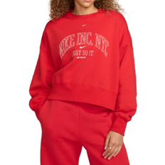 Red Sweaters Nike Sportswear Phoenix Fleece Women's Over-Oversized Crew-Neck Graphic Sweatshirt - University Red