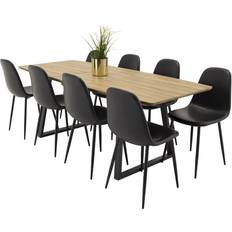 Puuta Ruokailuryhmät Venture Home Zarzosa Black/Natural Dining Set 85x160cm 9pcs