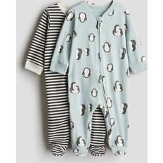 Turquoise Night Garments H&M Baby Turquoise 2-pack zip-up sleepsuits 9-12M