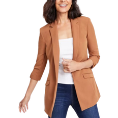 Elastane/Lycra/Spandex - Women Blazers I.N.C International Concepts Women's Menswear Blazer - Brown Saira