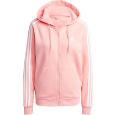 Adidas Essentials 3 Stripes Full Zip Fleece Hoodie - Semi Pink Spark