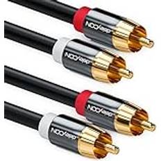 DeleyCON 1,5m Cinch-Kabel Stereoljud Cinch RCA-Kabel 2x Cinch-Kontakt HiFi-System Hemmabio Blu-Ray-Spelare Svart