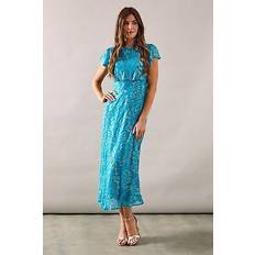Wallis Metallic Bias Midaxi Dress - Teal