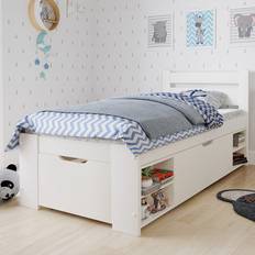 White Bed Frames Noomi Noomi Hansa Single White Bed Frame with Drawers - 90 x 96 x 195.1 cm