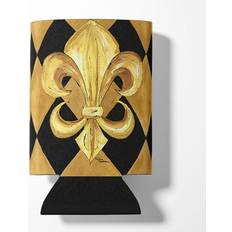 Gold Bottle Coolers Black And Gold Fleur De Lis Orleans Can Or Hugger Bottle Cooler