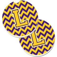 Car Care & Vehicle Accessories CoolCookware Letter L Chevron Purple & Gold Set of 2 Cup Holder Car Coaster