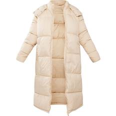 PrettyLittleThing Petite Long Puffer Coat - Camel