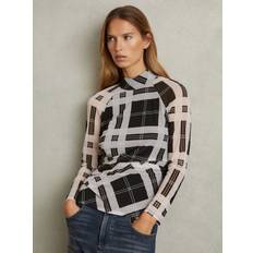 Reiss Toppe Reiss Danna Checked Ruched Top - Black/White