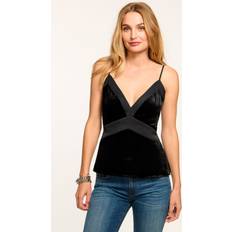 Silk Tank Tops Ramy Brook Otis Velvet V-Neck Cami Tank Top - Black