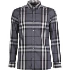 Burberry Grey Shirts Burberry Check Stretch Cotton Shirt Grey/White/Black