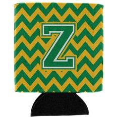 Gold Bottle Coolers Letter Z Chevron Green And Gold Can Or Hugger Bottle Cooler