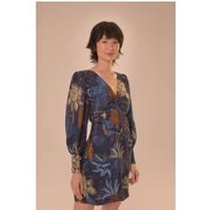 Farm Rio Navy Blue Night Jungle Mini Dress