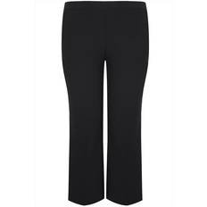 Yours Straight Leg Elastic Waistband Trousers - Black