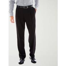 L35 Trousers Eclo Stria Classic Fit Pleated Dress Pants - Black